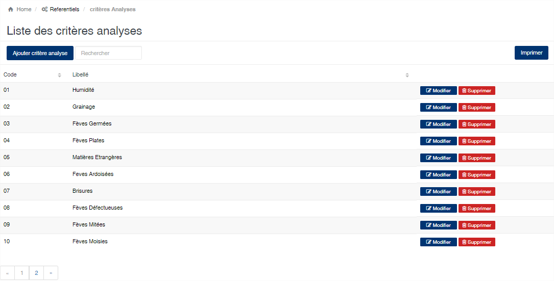 Liste dans SIGAM